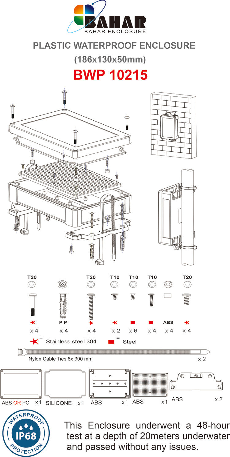 View 2 - BWP10215 - 186*130*50 MM ip68 waterproof enclosure